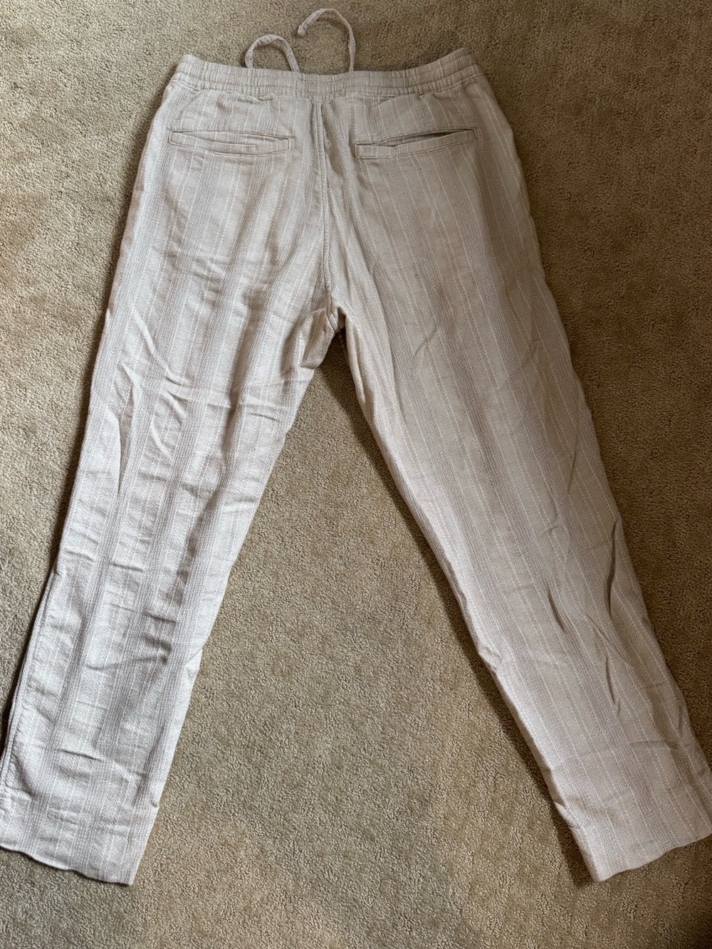 Abercrombie and Fitch Men’s Loose Linen Blend Pull On Pant striped beige oatmeal - Picture 5 of 6